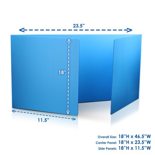 Flipside Products 18”x 46.5” Blue Plastic Study Carrel, Privacy Boards, Premium Corrugated Plastic, Student Privacy and Focus Booth for The Classroom, Desk Divider Cubby for Tests, Made in USA 12 Pack