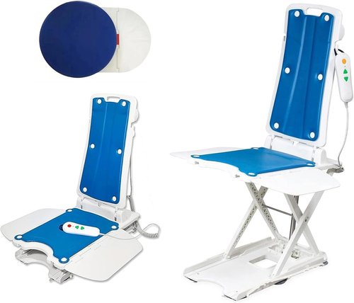 Helsevesen Bath Lift Chair - Reclining Bath Lift for Elderly with Transfer Board & Rotary Disk | Waterproof Remote Control