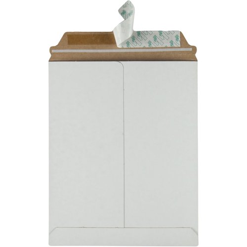 Quality Park Photo Document Mailers, Redi-Strip Self Seal Closure, Rigid Stay Flat Mailer, White Recycled Fiberboard, 9" x 11.5", 25 per Box