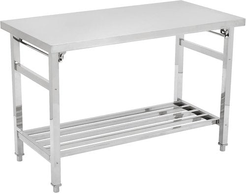 Garvee 48x24 Inch NSF Stainless Steel Folding Table - Heavy-Duty Prep Table for Kitchen & Restaurant, 500 lbs Capacity