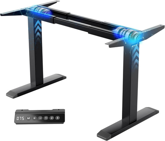Skiennix Dual Motor Electric Standing Desk Frame - Heavy Duty 300 lbs Capacity | 3 Memory Height Presets, Adjustable for 43.3"–63" Desktops, Black