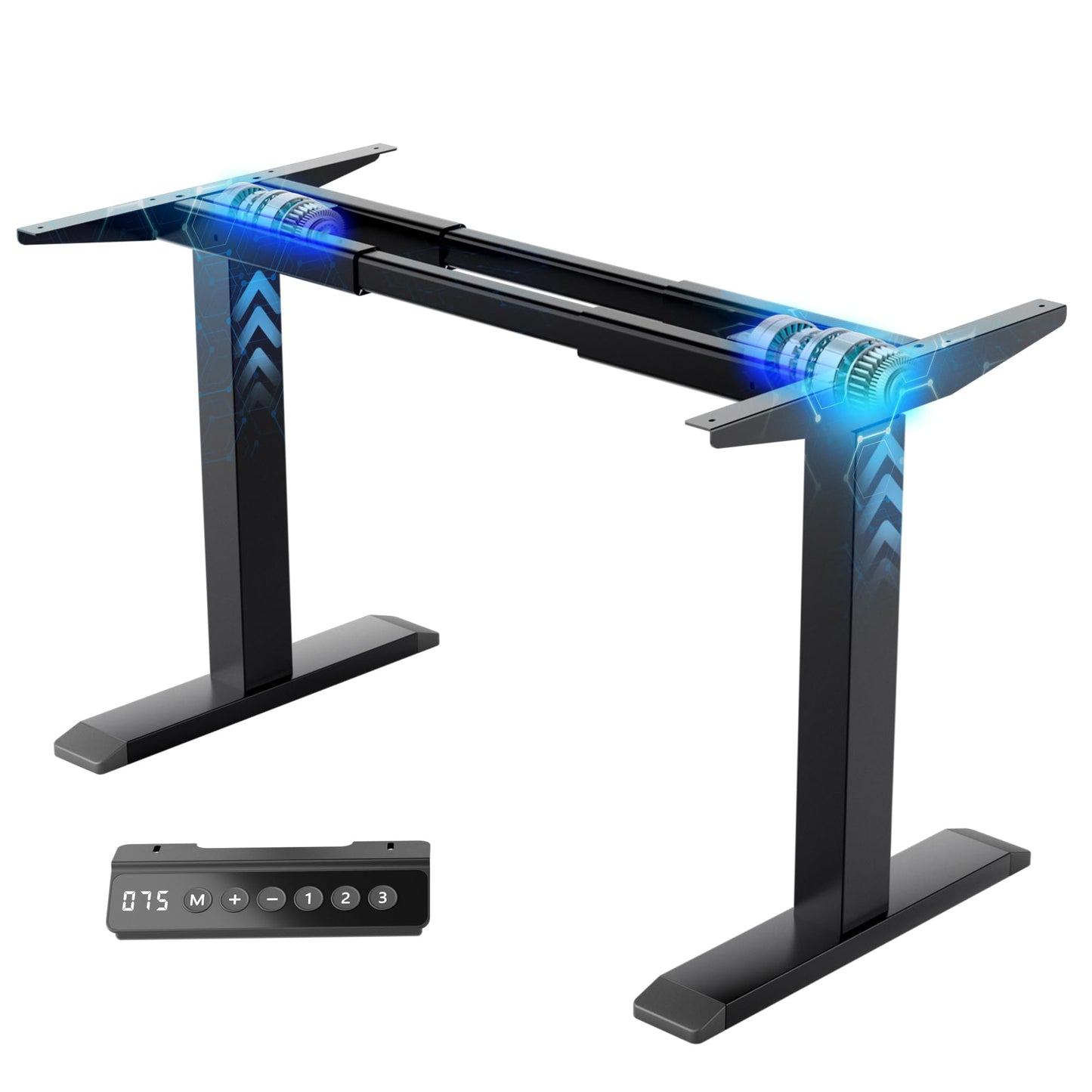 ZTTEN Dual Motor Electric Standing Desk Frame - 300 lbs Heavy Duty, 3 Memory Height Presets - Sit Stand Desk Frame, Computer Height Adjustable Desk Legs & Base for 43.3"-63" Desktop, Black Frame Only
