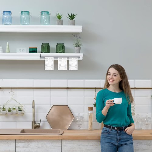 3 Pcs Ticket Rack Magnetic Note and Paper Holder Aluminum Slide Check Rack Ticket Holder for Restaurant with Strips Bill Orders Display Rail for Kitchen Restaurant Office Cafes Bar Pubs Note Organizer