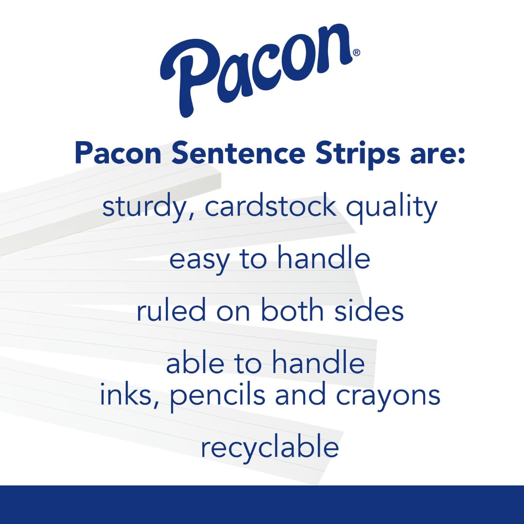 PACON - ASE Pacon Sentence Strips, 24 x 3 Inches, Assorted Colors, 100/Pack (PAC5165)