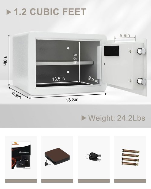 TIGERKING Drop Safe, Digital Safe With Keypad, White Small Safe Box- Deposit Cash Easily, Money Security Box For Home, Business, 1.2 Cubic Feet