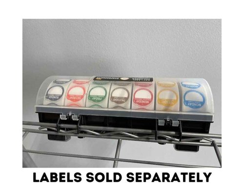 QSRProducts 7-Slot Day of The Week Covered Label Dispenser (for 3/4" & 1" Labels) - Food Sticker Holder for Inventory Management and Meal Prep, Protects Labels Inside