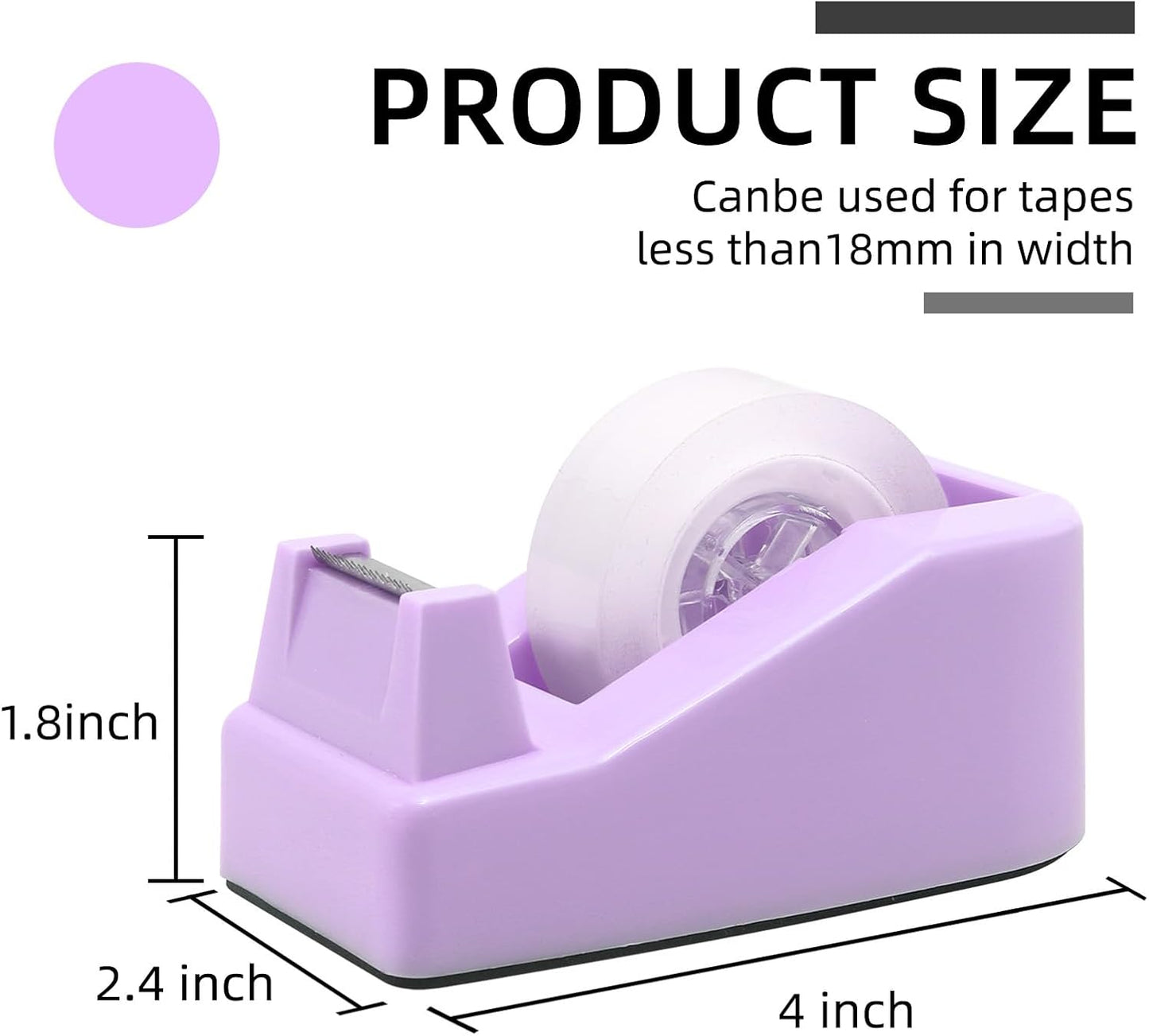 Skiennix Heavy-Duty Desktop Tape Dispenser - Floral Design with Weighted Non-Skid Base | Macaron Purple