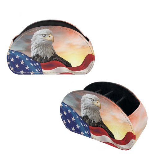 ZCFYGDX Remote Control Holder with 5 Compartments, USA Flag Print Office Desk Organizers - Couch/TV Stand/Bedside Table Accessory - Desktop Storage Caddy,for Remote,Controllers,Glasses