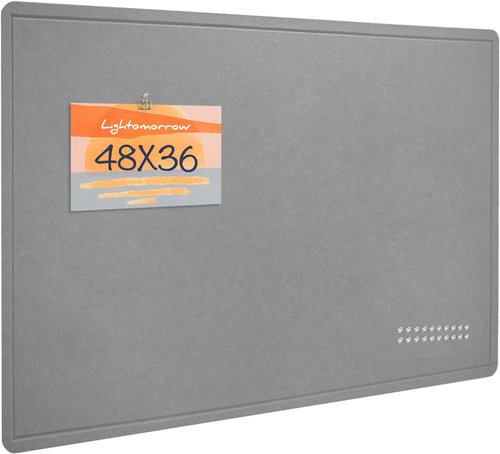 Lightomorrow Bulletin Board - 48" x 36" Decorative Felt Pin Board for Wall | Foldable Photo Display in Gray, Includes 20 Push Pins