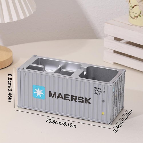 ZZM Story Desk Organizer Office Supplies Multi-function Shipping Container Storage Box Pen/Pencil,Business Name Cards Remote Control Holder Gray, Pen and Pencil Shipping Container Style Holders