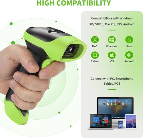 NetumScan Wireless QR Barcode Scanner - 3 in 1 Bluetooth 1D/2D Reader for POS, Tablets & Smartphones