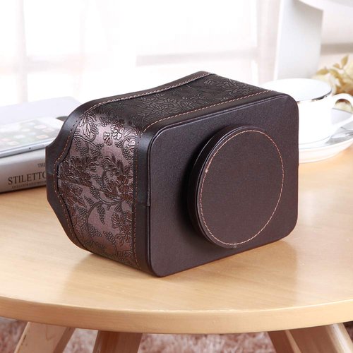 PUSU Leather 360°Rotatable Remote Control Holder+Desk Pencil Holder, PU Leather Pen Holder for Desk, Executive Desk Organizers and Accessories, Multifunctional Desk Organizer with 4 Compartments