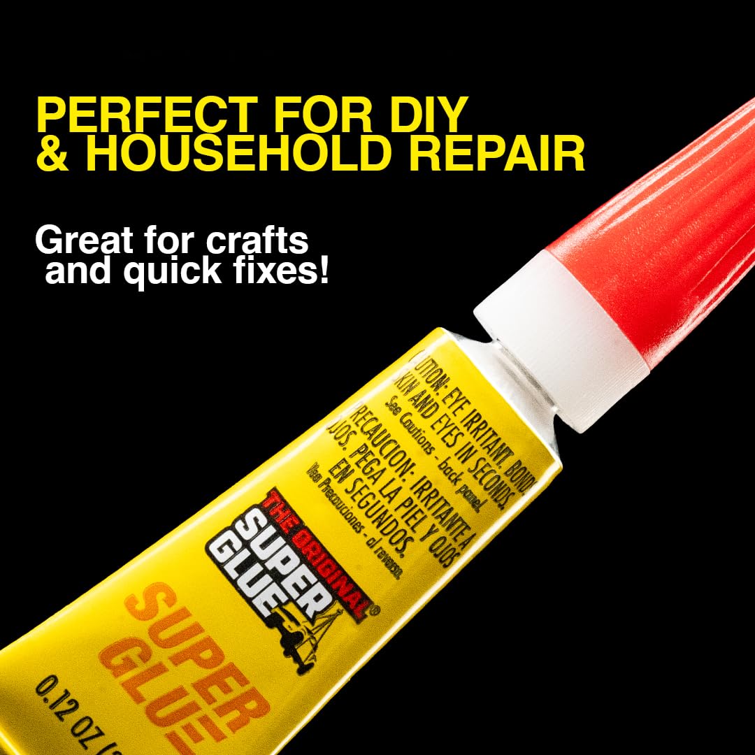 Super Glue Liquid, 2 Gram Tubes, 12-Pack, Clear, Instant Bonding, Fast Dry, Cyanoacrylate Adhesive, Precision Tip for Wood, Metal, Plastic, Crafts, Ceramic, and Toy Repairs