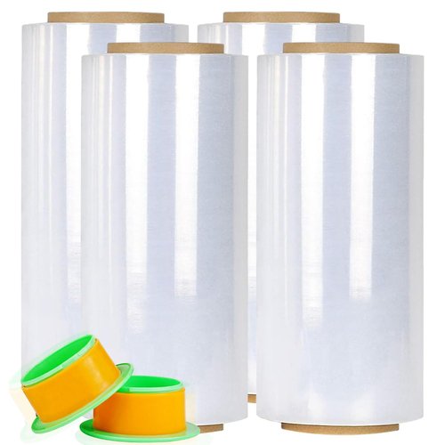 CHUANGSEED Stretch Film 12 in x 1000 ft Moving Wrapping Plastic Shrink Film Strength Stretch 80 Gauge Durable Industrial Strength,Clear,4 Pack