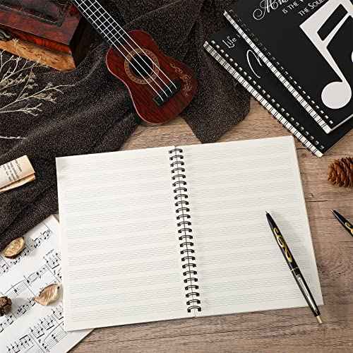 10 Set Music Themed Stationery Gifts Sets Including 10 Pcs Music Composition Manuscript Clef A5 Notebook and 10 Pcs Ballpoint Pens Music Gifts Bulk for Music Teachers Students