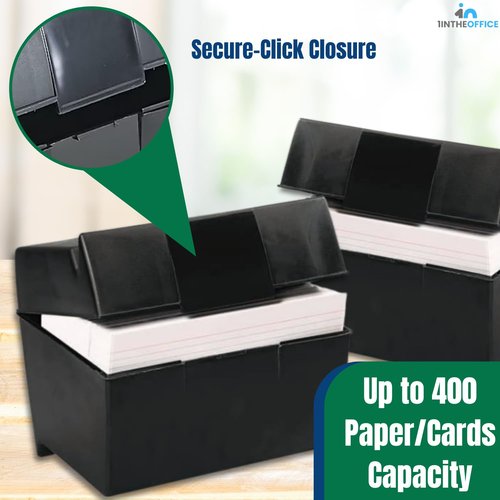 1InTheOffice Index Card Box 4x6 Index Card Holder 400 Capacity (2 Pack)