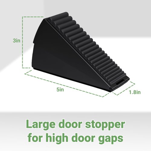 Large Door Stopper - Metal Door Wedge, Tall Door Stopper, Spring Rubber for Extra Strong Grip (Black, 1 Pack)