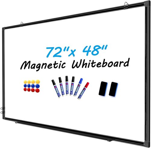 H-Qprobd Magnetic Dry Erase Board - 72"x48" Large Whiteboard with Black Aluminum Frame for Home, Office & Classroom