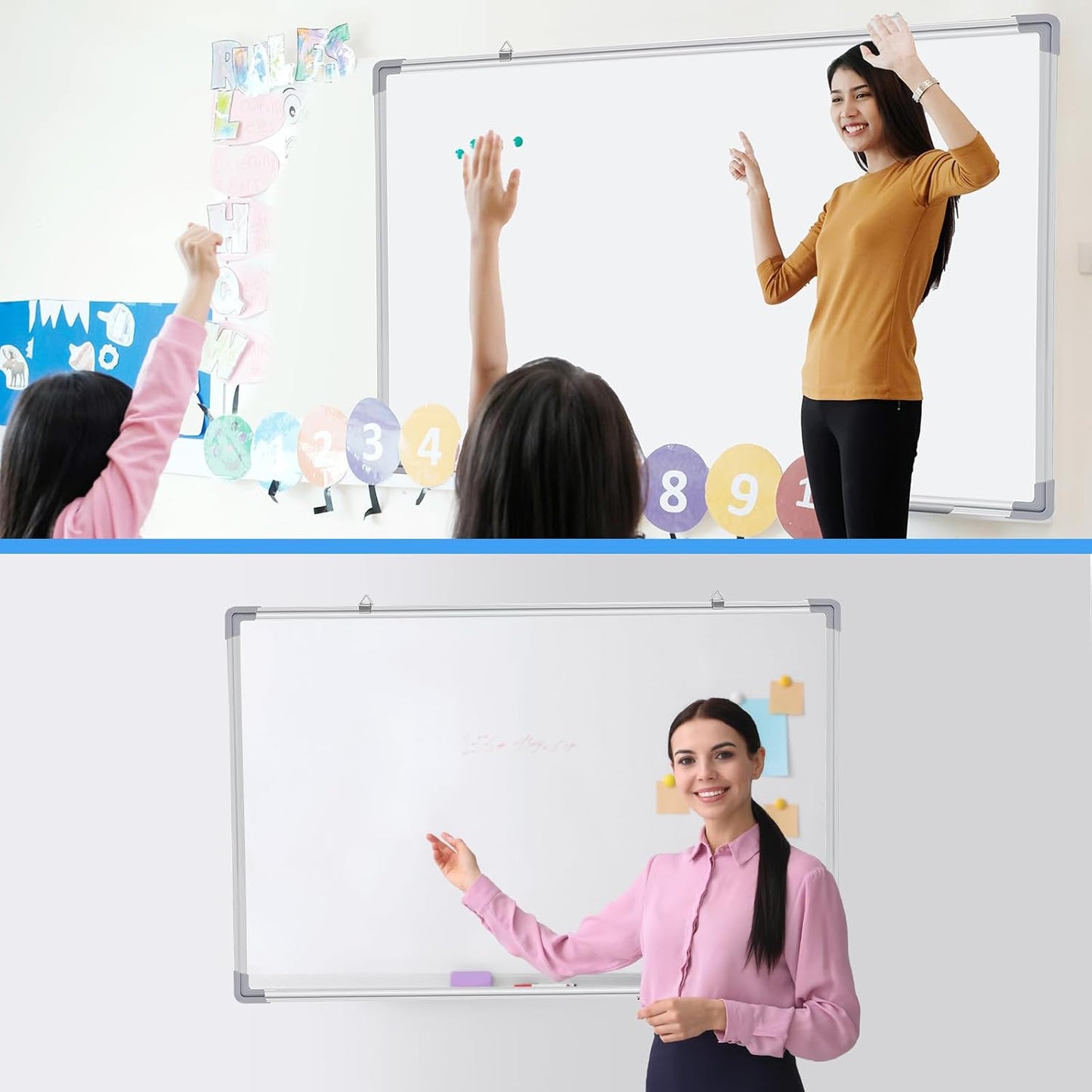 Tinlade Magnetic Dry Erase Whiteboard - 6 Pack Aluminum Frame for Home Office | 36 x 24 Inches