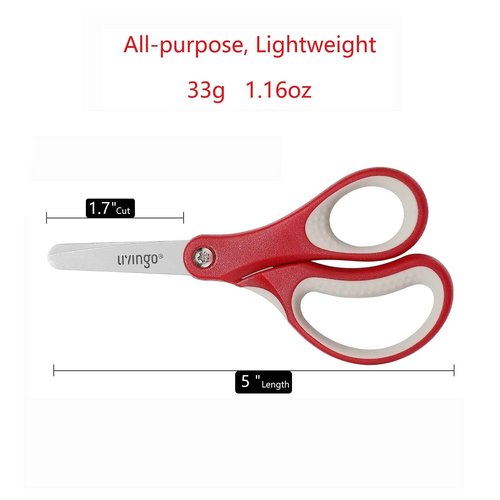 LIVINGO 24 Pack 5” Kids Scissors, Blunt Safety Blade, Left/Right Handle, Bulk School Supplies Preschool Shears for Teachers Student Toddler Children Classroom Crafting Cutting Paper