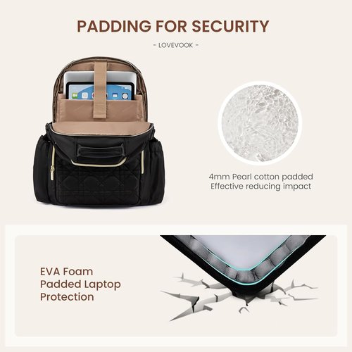 LOVEVOOK Laptop Backpack - Waterproof 17-Inch Teacher & Nurse Bag with Pouch Pocket - Black & Wicker Pattern