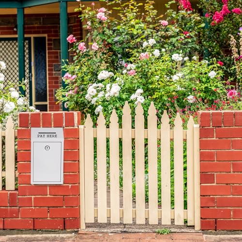 White Metal Lockbox Donation Box with Lock Wall Mount for Home Office Outdoor 10.24 x 5.71 x 2.95 Inch
