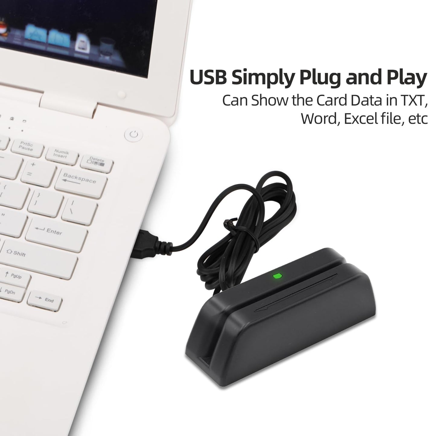 MSR123 Magstripe Reader, 3-Track Swipe Card Reader for Credit Card, ID, Loyalty Programs, USB Keyboard Emulation for QuickBooks Online