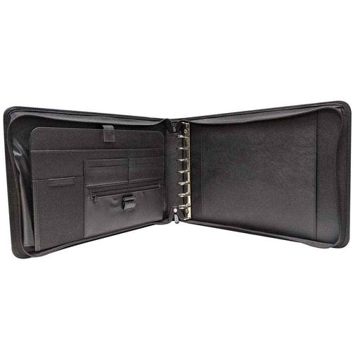 MSP 7 Ring Business Check Portfolio, Business Checkbook Briefcase in PU Leather with Handles, Zip Pockets, 3 Ring Binder, Carry 500 Business Check- Black