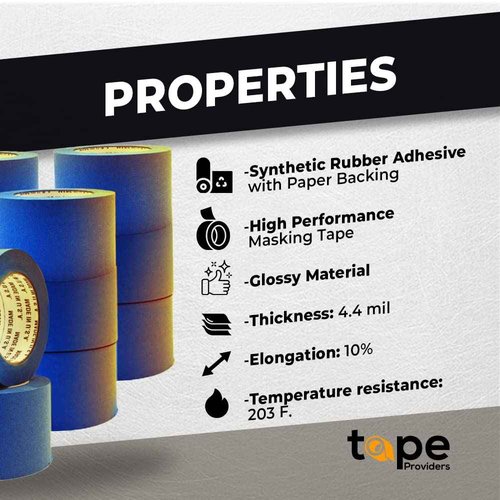 Made in USA Blue Painter’s Tape - 2 inch x 60 yds. (6 Pack) Thick & Wide Masking Tape for Safe Wall Painting, Building, Remodeling, Labeling, Edge Finishing