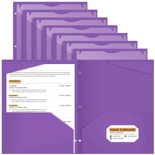 Henoyso 24 Pack Plastic Folders with Clear Front Pocket Back to School Heavy Duty File Folders with 2 Pockets and Card Slot for Student School to Home Supply, Office, Teachers (Purple)