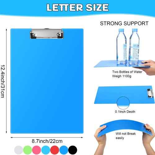 30 Pieces Clipboards, Plastic Clipboards with Low Profile Clip A4 Letter Size Cute Clip Boards Holds 100 Sheets for Home Office Classroom Supplies, 12.5 x 9 Inch (Classic Style)