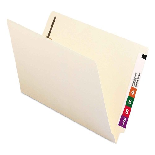 Smead End Tab Fastener File Folder, Shelf-Master® Reinforced Straight-Cut Tab, 1 Fastener, Legal Size, Manila, 50 per Box (37110)