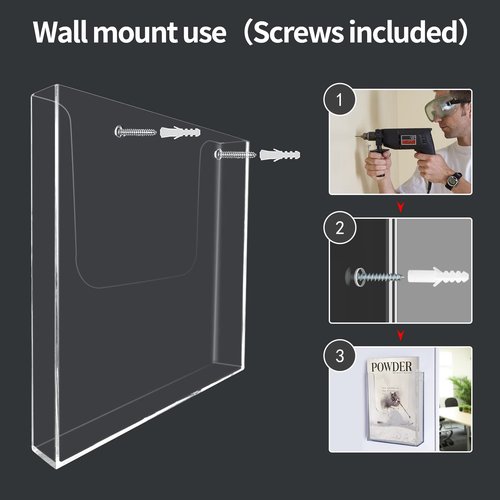 JALTAGO Acrylic Brochure Holder, 8 x 11.5 Inches Wall Mount, Magazine Holder (4 Pack)