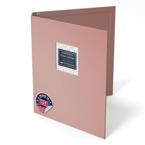 Customizable 1-Inch 3-Ring Binder with Linen Cover & Insertable Window – Ideal for Photos, Portfolios, Recipes, and Presentations – Durable, Eco-Friendly – Made in The USA (Pink)