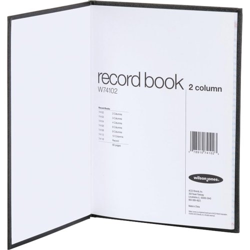 Wilson Jones Hardbound Accounting Journal, 9.25 x 7 Inches, 2 Columns, 80 Pages, 30 Lines per Page, Black (W74102A)