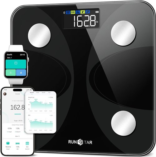 RunSTAR Digital Smart Scale - Accurate Body Weight & Fat Percentage Analyzer | Large Display, App Sync, FSA&HSA Eligible