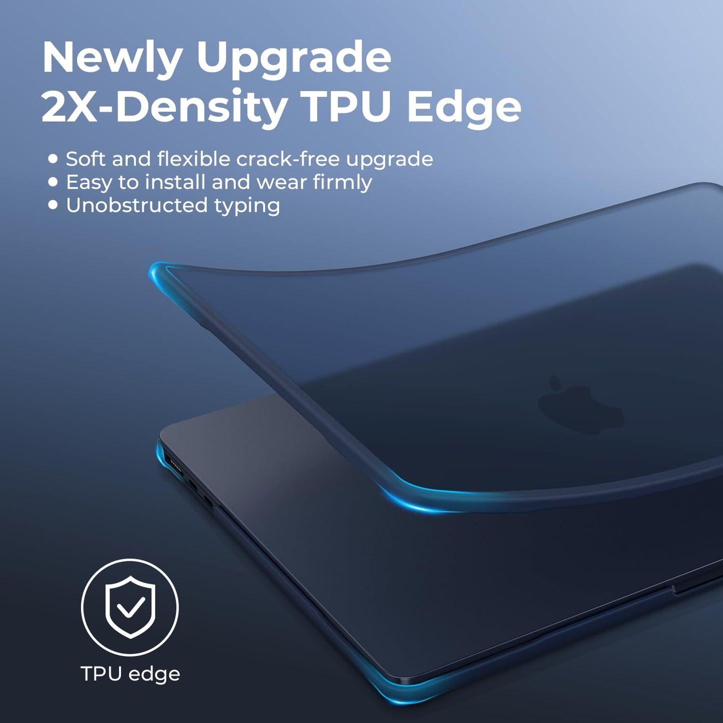 BlueSwan Anti-Cracking Case for MacBook Air 13 inch, M5 2026 M4 M3 M2 2025-2022 A3449 A3240 A3113 A2681, Drop Protection Soft TPU Bumper PC Base for Air 13.6 inch, Frosted Midnight