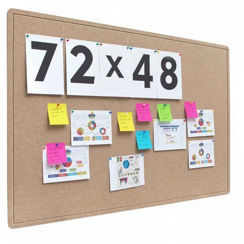 Foldable 72x 48 Inches Large Bulletin Board for Wall, Decorative Picture Display Felt Board with Self-Adhesive Tape for School, Home, Kitchen & Office Walls, Includes 30 Pins, Oatmeal