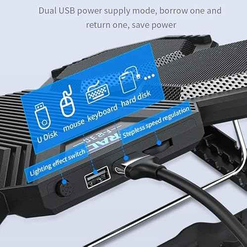 Laptop Cooling Pad RGB Cooler Laptop Stand with 6 Quiet Cooling Fans 6 Height Adjustable Cooling Pad for Laptop 11-17inch