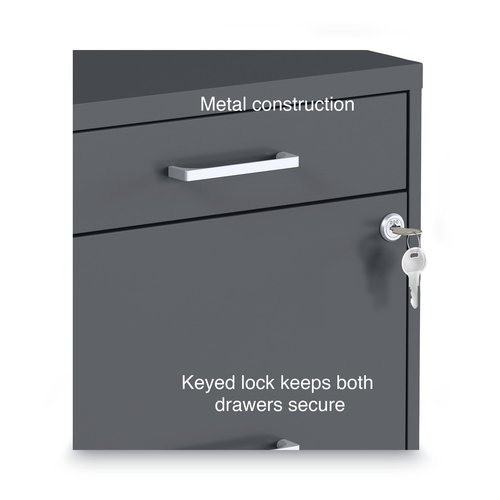 Alera Soho Vertical File Cabinet, 3 Drawers: Pencil/File/File, Letter, Charcoal, 14" X 18" X 26.9"