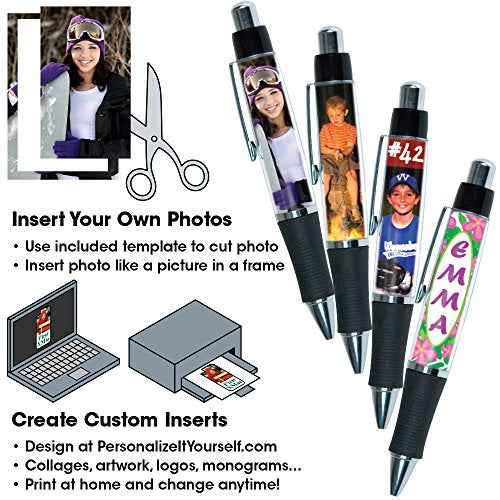 Jaymo PixPen - DIY Photo Pen ? Create Your Own Personalized Pen - Insert 2.5¡± x 1.75¡± Wallet Photo or Create and Print Inserts Online ? 12 Pack