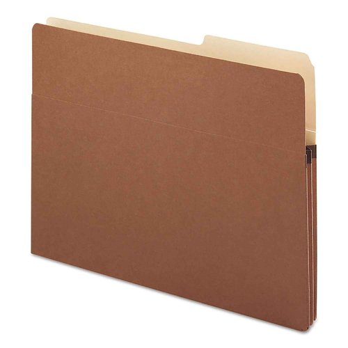 Smead File Pockets, 2/5-Cut Tab Right Position, Guide Height, 1-3/4" Expansion, Letter Size, Redrope, 25 per Box (73085)