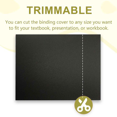 HOUYEE 200 Pack 16 Mil Poly Binding Covers,Sand Texture Binding Presentation Covers,8.5x11 Inches,Letter Size,Black,Square Corners,Un-Punched