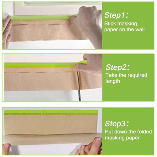 Yudahgan Pre-Taped Masking Paper-12 inch x 50 feet Automotive Paint Masking Paper, Painters Paper for Cars and Auto Body, Floor Protection,Wall Covering(Masking Paper:9rolls,Tape:4rolls)