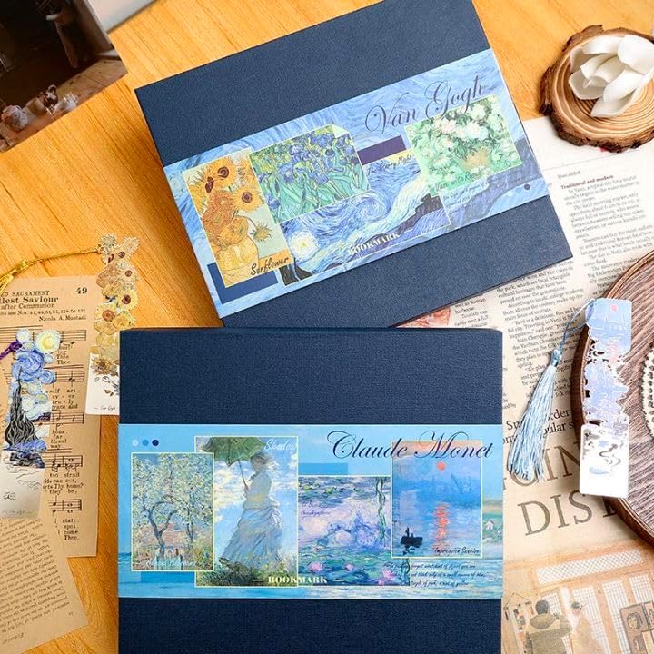 Van Gogh | 4 Pcs Metal Bookmarks with Tassel - Artistic Hollow Design for Book Lovers & Readers