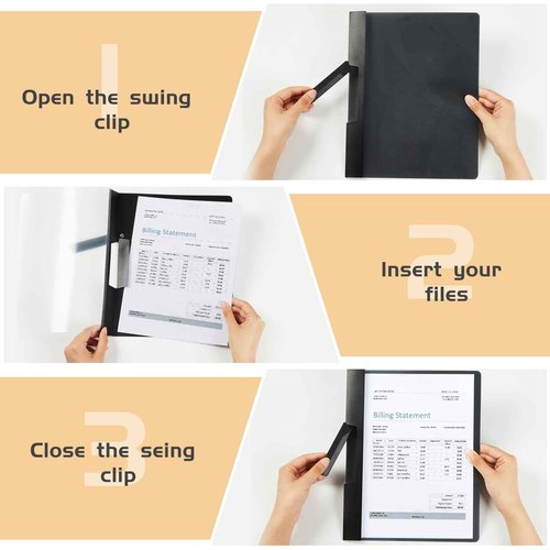 Maitys 50 Pack Clear Report Covers with Clip 11.4 x 9 Inch Presentation Folders Transparent Front Portfolio Folders for Letter Size(Black)