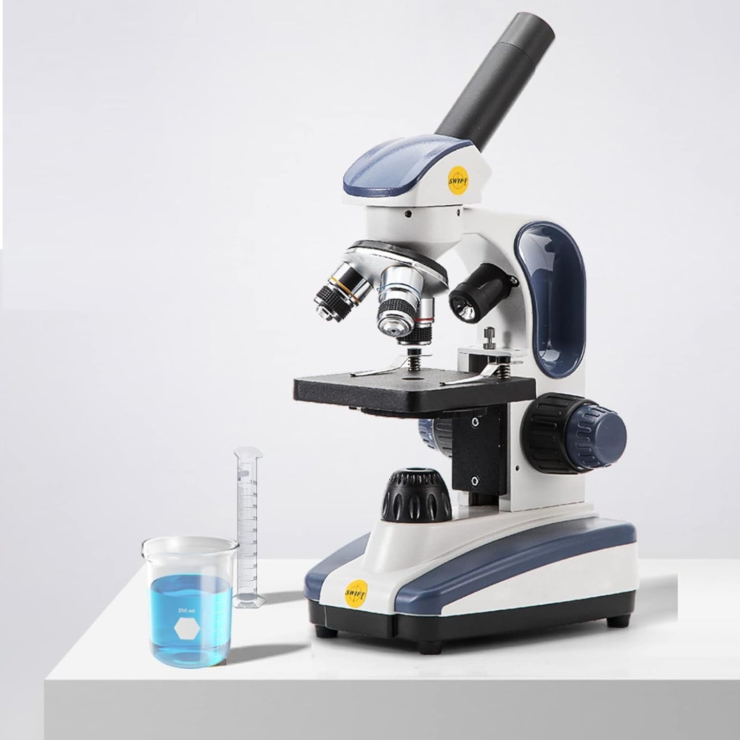 SWIFT Compound Monocular Microscope SW200DL - 40X-1000X Magnification, Dual Light & Cordless Design for Students