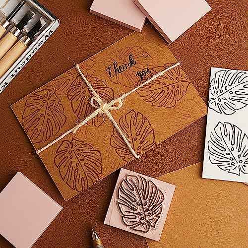 Frienda 48 Pcs 2" X 2" Rubber Carving Blocks Linoleum Blocks for Printmaking, Stamp Making, DIY Crafting, Scrapbook, Painting, Soft and Easy to Carve (Pink)