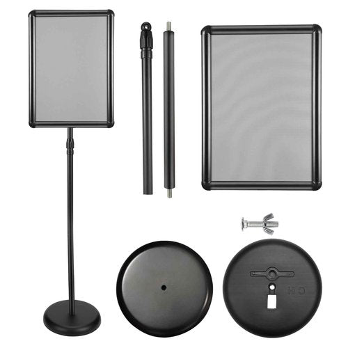 SIGNEX Heavy Duty Poster Sign Stand Adjustable Floor Sign Stand 8.5x11 Inch, Floor Sign Holder, Both Vertical and Horizontal View Displayed, 1 Pack, Black.
