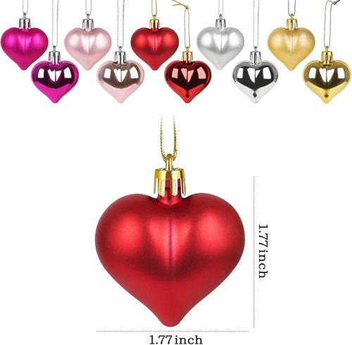 Liitrton Heart Shaped Decorations - 15 PCS Red Hanging Ornaments for Christmas & Valentine's Day